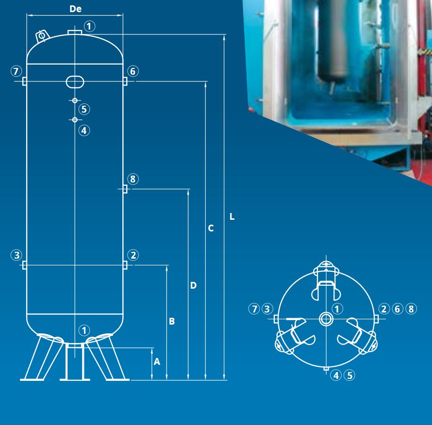 SERB0200-OR - SERBATOIO ARIA COMPRESSA 200 LITRI ORIZZONTALE 11 BAR -  APITOOLS